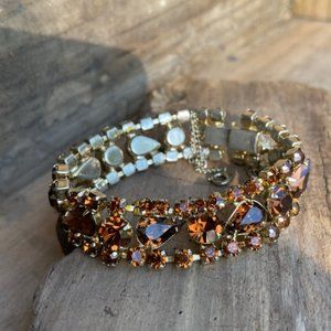 Vintage Amber Rhinestone Bracelet in a Goldtone Setting